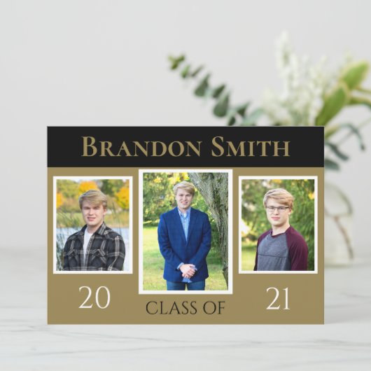 Afstuderen Zwart en Goud Kaart (Staand voorkant)