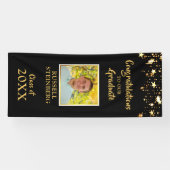 Afstuderen Zwart en Gouden Sterren Fotodeur Spandoek (Horizontaal)