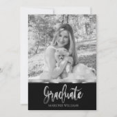 Afstuderen zwart en zilvergrijs script Afstuderen Kaart (Voorkant)