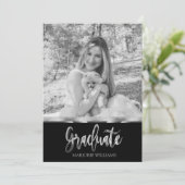 Afstuderen zwart en zilvergrijs script Afstuderen Kaart (Staand voorkant)