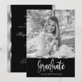 Afstuderen zwart en zilvergrijs script Afstuderen Kaart