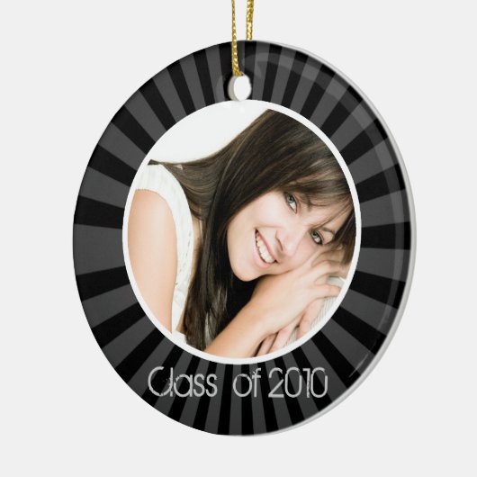 Afstuderen zwart foto kerstversiering keramisch ornament (Links)