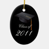 Afstuderen zwart gepersonaliseerd kerstornament keramisch ornament (Voorkant)