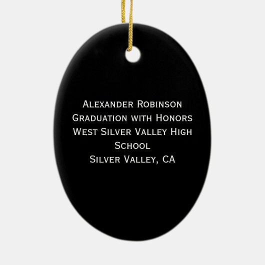 Afstuderen zwart gepersonaliseerd kerstornament keramisch ornament (Achterkant)