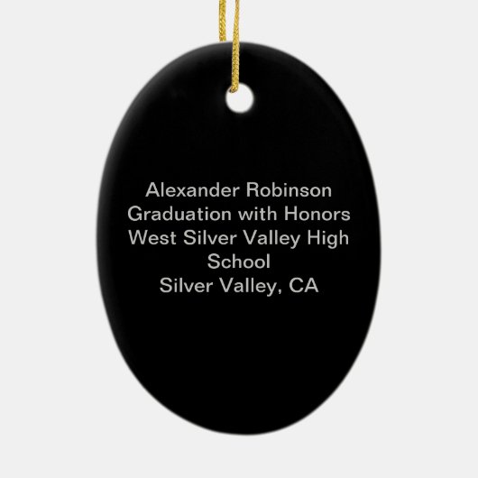 Afstuderen zwart gepersonaliseerd kerstornament keramisch ornament (Achterkant)