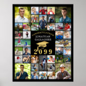 Afstuderen Zwart Goud Congrats 38 Fotocollage Poster (Voorkant)