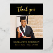 Afstuderen Zwart Goud Foto folie Dank u kaart (Voorkant)