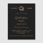 Afstuderen zwart goud minimalistische luxe magnetische uitnodiging (Voorkant)