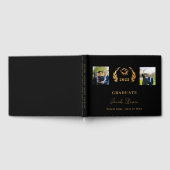 Afstuderen Zwart Goud Naam Script Foto Gastenboek (Volledig)