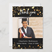 Afstuderen Zwart Goud Sterren Foto Dank u kaart (Voorkant)