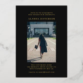 Afstuderen Zwart Gouden Folie Afstuderen Folie Uitnodiging (Achterkant)