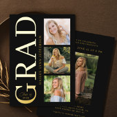 Afstuderen Zwart Gouden Folie Afstuderen Folie Uitnodiging