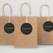 Afstuderen zwart gouden naam elegant ronde sticker