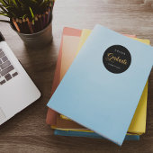 Afstuderen zwart gouden naam elegant ronde sticker