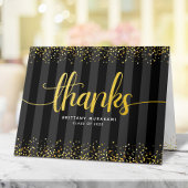 Afstuderen zwart gouden script kalligrafie chic gl bedankkaart