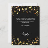 Afstuderen zwart gouden sterren foto bedankkaart (Achterkant)