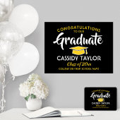 Afstuderen, zwart, goudgeel en wit poster