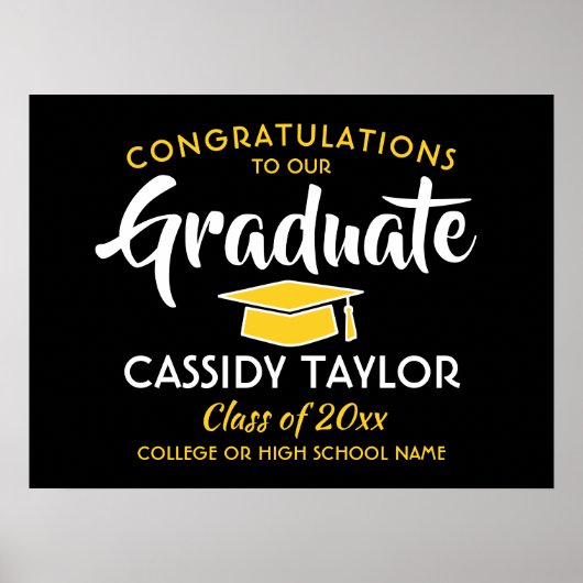 Afstuderen, zwart, goudgeel en wit poster (Voorkant)