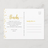 Afstuderen zwart goudglitter script bedankt briefkaart (Achterkant)