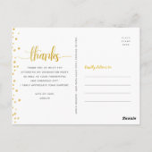 Afstuderen zwart goudglitter script bedankt briefkaart (Achterkant)