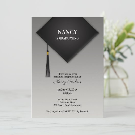 Afstuderen zwart Pet Kaart (Staand voorkant)