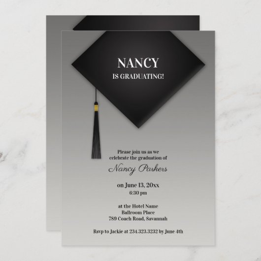 Afstuderen zwart Pet Kaart (Voorkant / Achterkant)