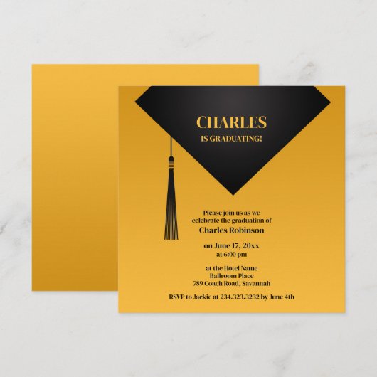 Afstuderen zwart Pet Kaart (Voorkant / Achterkant)