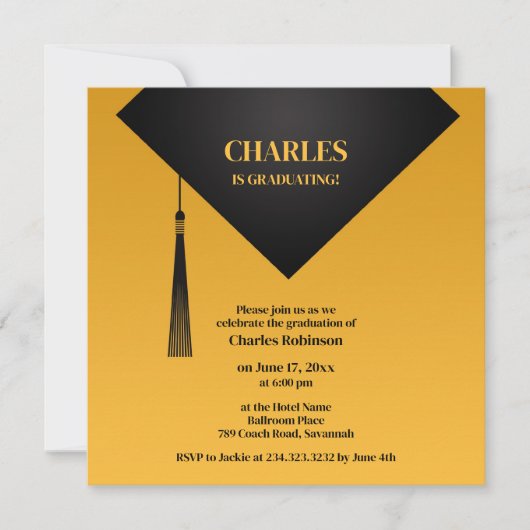 Afstuderen zwart Pet Kaart (Voorkant)