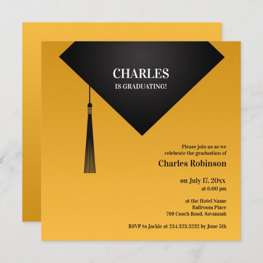 Afstuderen zwart Pet Kaart (Voorkant / Achterkant)