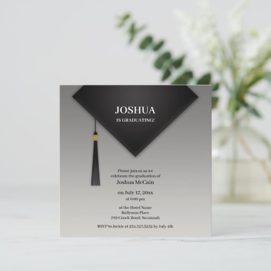 Afstuderen zwart Pet Kaart (Staand voorkant)