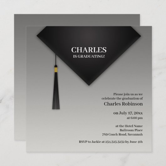 Afstuderen zwart Pet Kaart (Voorkant / Achterkant)