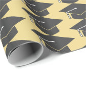 Afstuderen zwart Pet op gouden achtergrond Cadeaupapier (Rol Hoek)