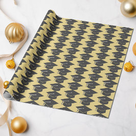 Afstuderen zwart Pet op gouden achtergrond Cadeaupapier