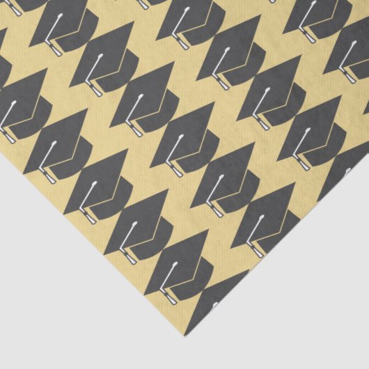 Afstuderen zwart Pet op gouden achtergrond Tissuepapier (Detail)