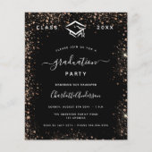 Afstuderen zwart roos goud 2025 uitnodiging (Voorkant)