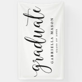 Afstuderen zwart script | Aangepaste achtergrondkl Spandoek (Verticaal)