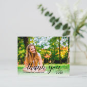 Afstuderen zwart-Script foto Afstuderen Dank u Briefkaart (Staand voorkant)