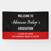 Afstuderen zwart script - rood welkom spandoek (Horizontaal)