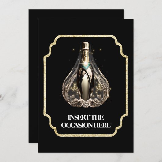 Afstuderen Zwart stropdas verjaardagswijn chic Kaart (Voorkant / Achterkant)