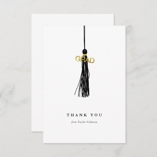 Afstuderen zwart Tassel - Aangepast Bedankkaart (Voorkant / Achterkant)