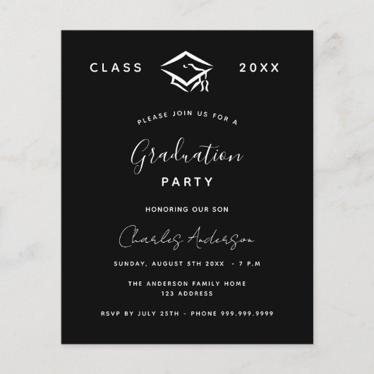 Afstuderen zwart wit 2024 begrotingsuitnodiging (Voorkant)