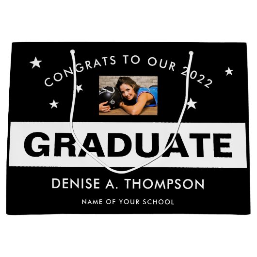 Afstuderen zwart-wit - Aangepast Groot Cadeauzakje (Voorkant)