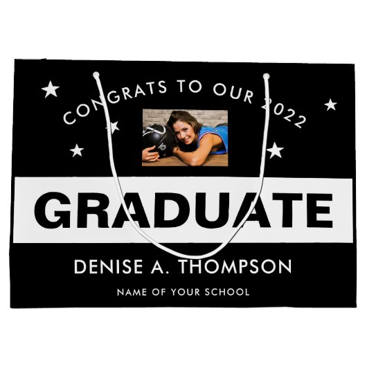 Afstuderen zwart-wit - Aangepast Groot Cadeauzakje (Achterkant)