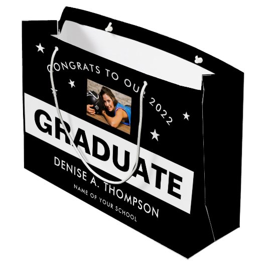 Afstuderen zwart-wit - Aangepast Groot Cadeauzakje (Achterkant Gekanteld)
