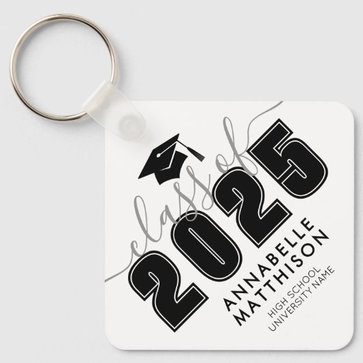 Afstuderen zwart wit Afstuderen Sleutelhanger (Voorkant)