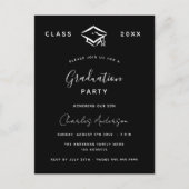 Afstuderen zwart wit eenvoudig 2024 uitnodiging briefkaart (Voorkant)