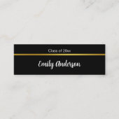 Afstuderen Zwart Wit en Goud Afstuderen Naam Kaart Mini Visitekaartje (Voorkant)