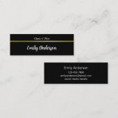 Afstuderen Zwart Wit en Goud Afstuderen Naam Kaart Mini Visitekaartje (Voorkant / Achterkant)