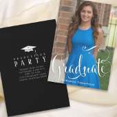 Afstuderen Zwart-wit Foto Stijlvolle Kalligrafie Kaart