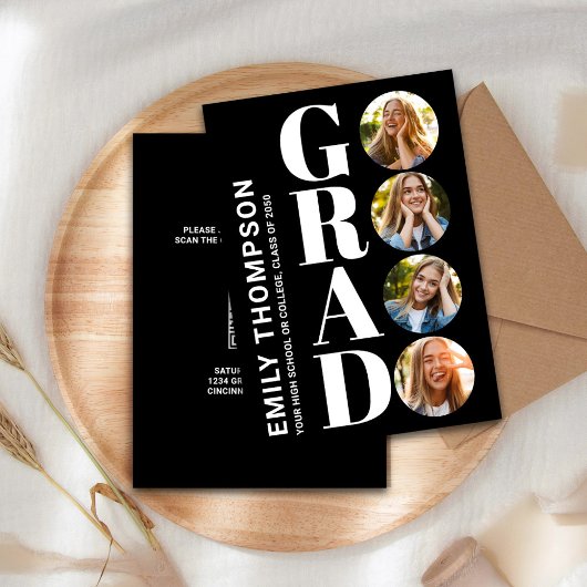 Afstuderen Zwart-wit Fotocollage Custom Kaart